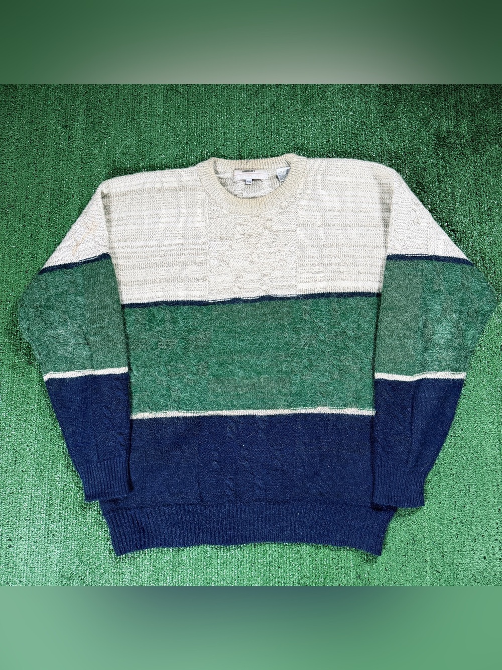 Woodward's Vintage Colorblock Cable Knit Sweater Size XL